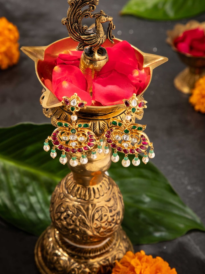 Kundala Velai 22 Karat Gold Drop Earrings