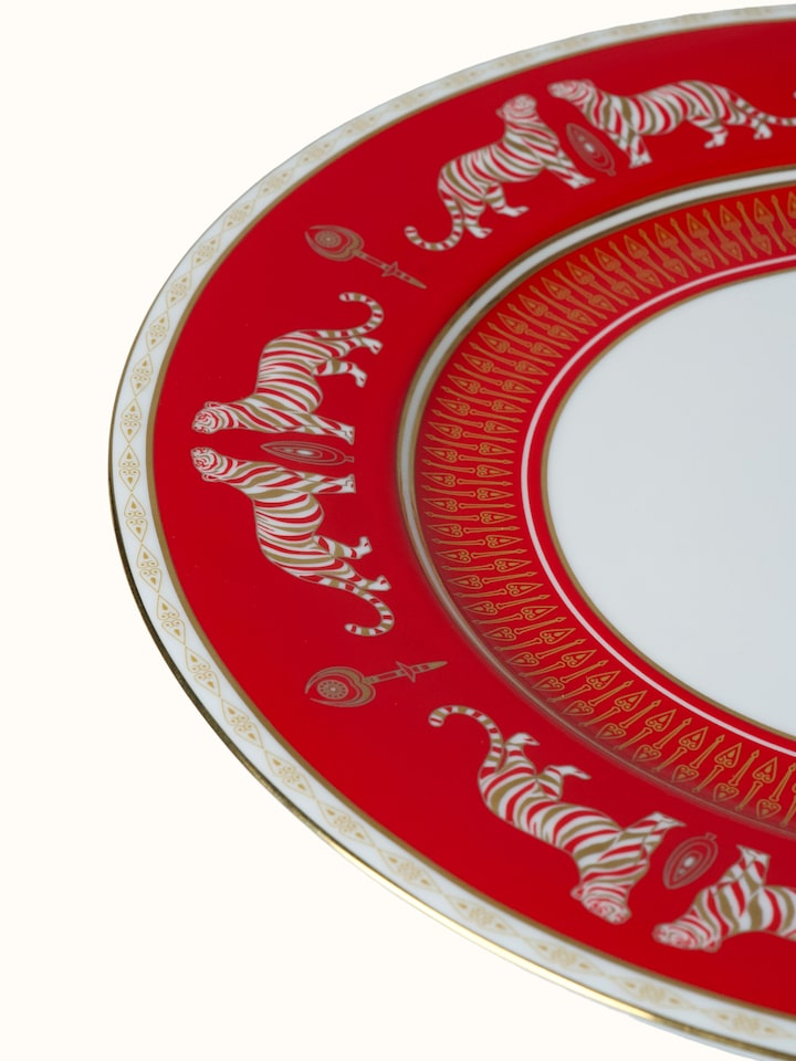 Detail view of Ceramic Charger Plate With Hand-Applied Gold-Accent Motifs highlighting the handcrafted detailing and finish