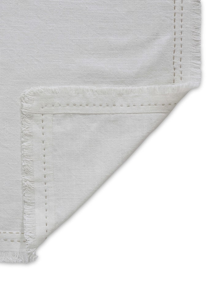Nityam Ivory Cotton Slub Embroidered Table Cloth