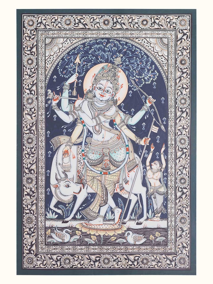 Front view of the Krishna Odisha Patachitra Painting