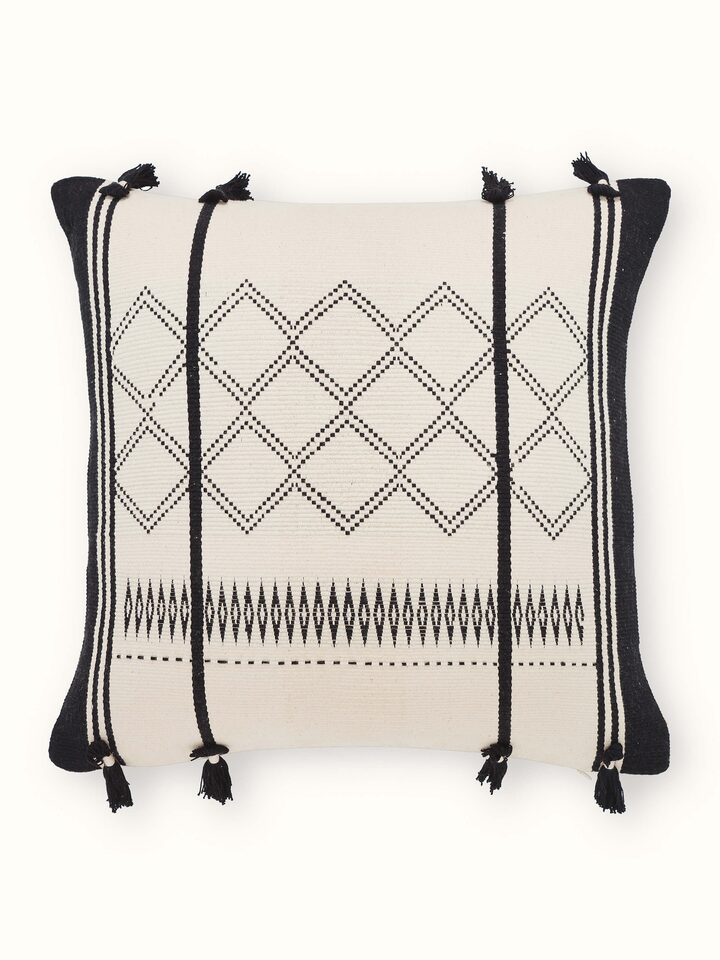 Ridhima Ivory Cotton Naga Handloom Cushion Cover