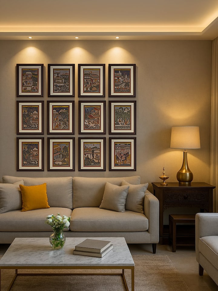 Lifestyle view of Pichwai Geet Govindam Painting (12 Pcs)