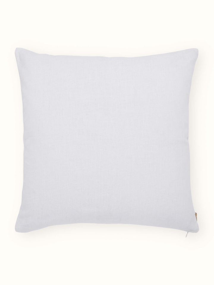 Razza Ivory Buta Linen Kashmiri Kashmir Chain Stitch Hand Embroidery Cushion Cover