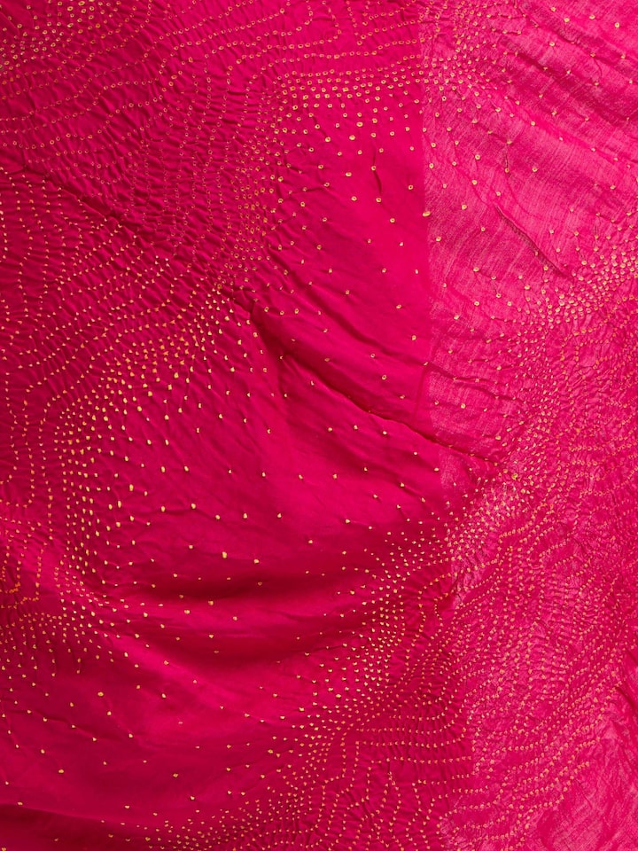 Detailed view of Pink Bandhani Tie & Dye Dupatta V focusing on the fine craftsmanship and texture