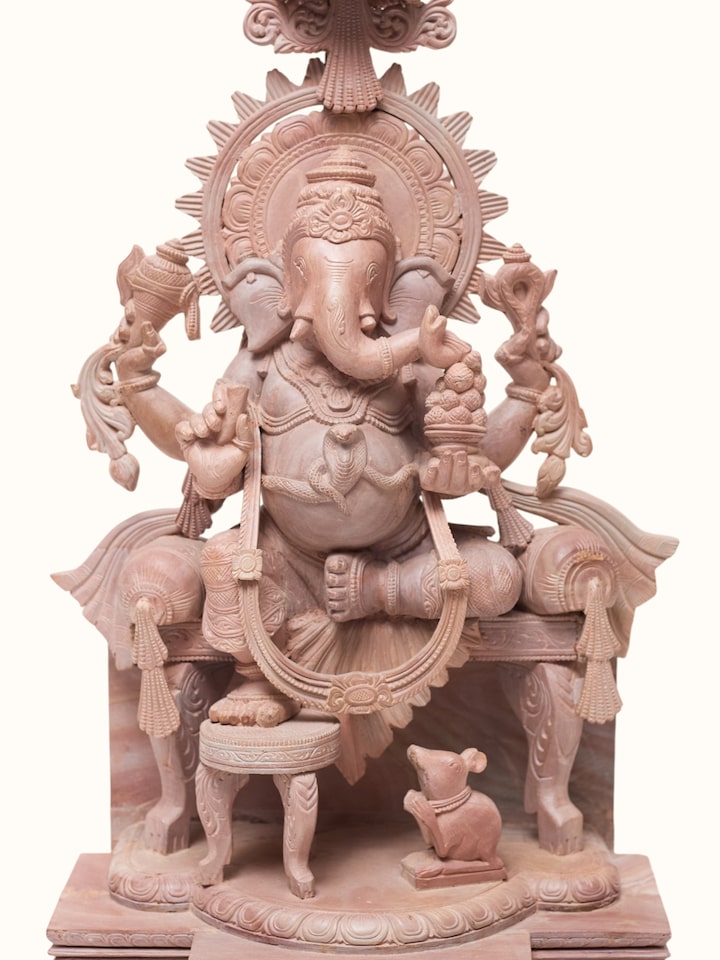 Detailed view of the Stone Carved Ganesha Idol