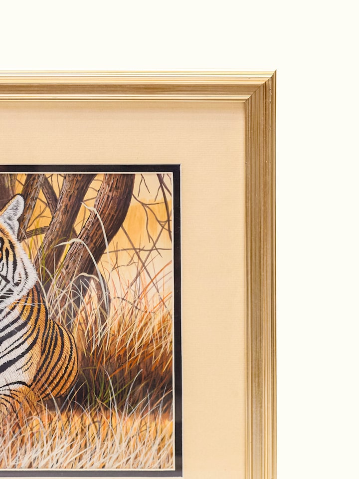 Detail view of the Tiger in Bush Miniature Painting