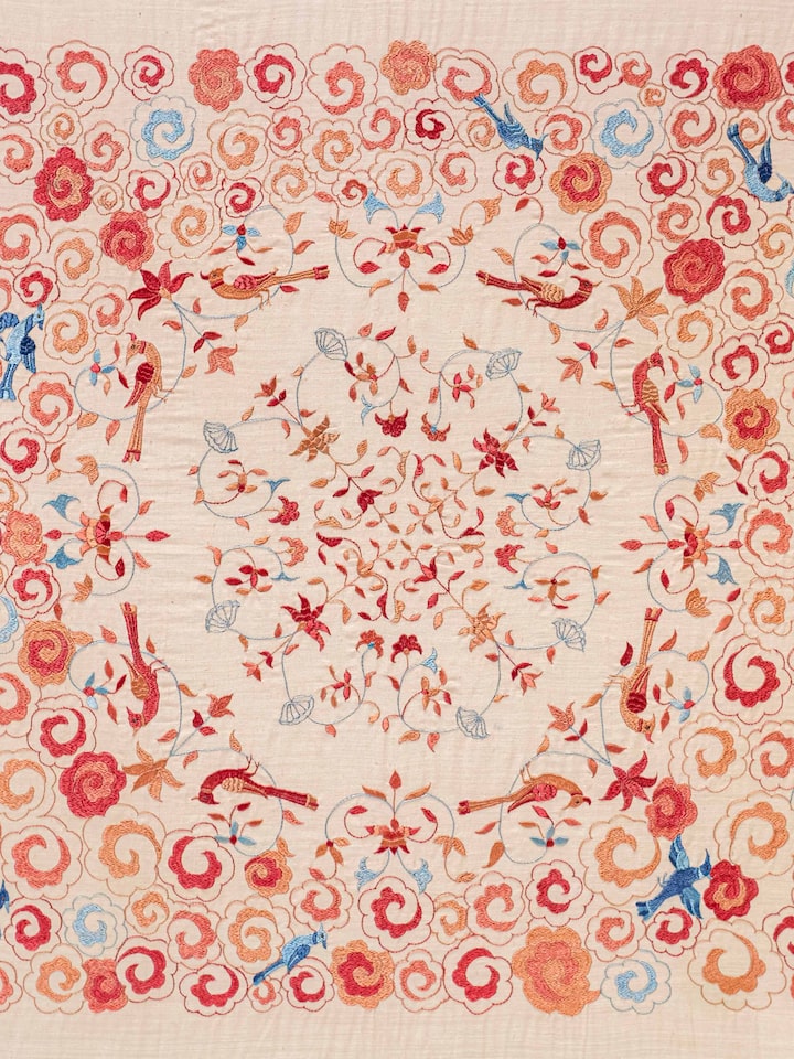 Close-up detail of the Embroidered Vyom Chamba Rumal