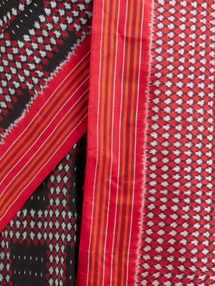 Red Silk Pochampally Single Ikat Saree