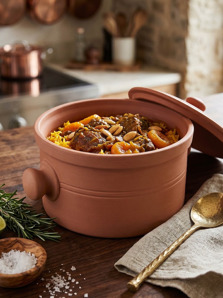 Front view of the Terracotta Clay Cooking Pot