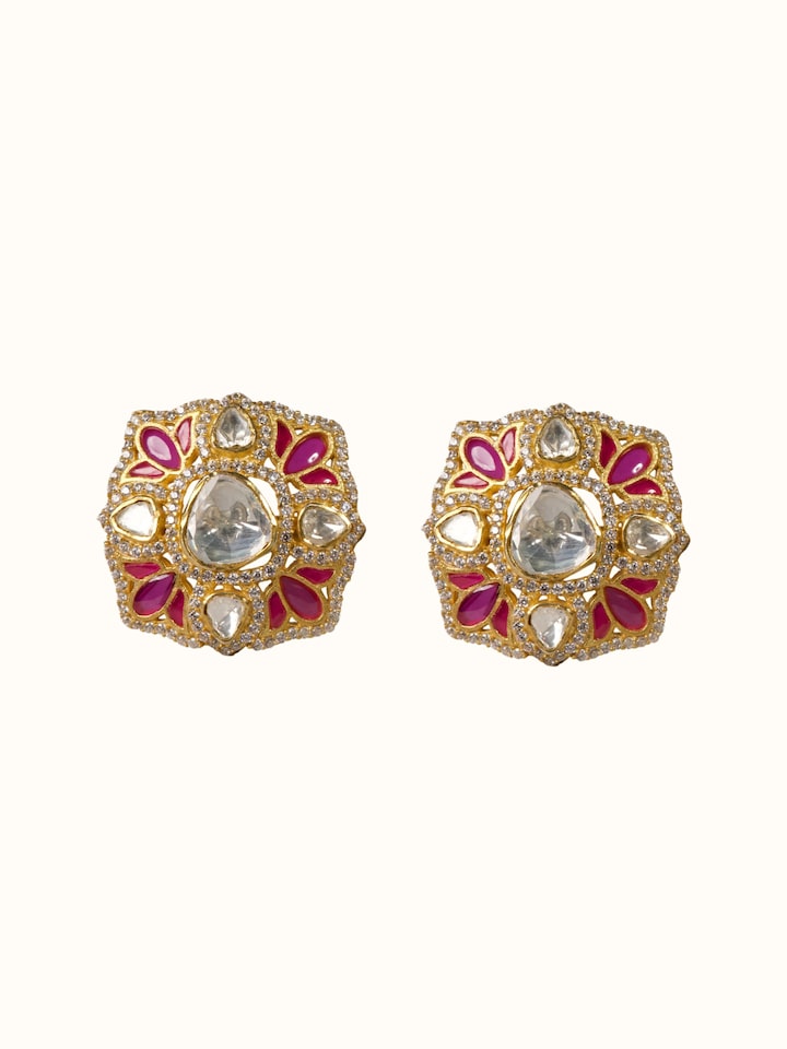 front view of silver smithing gold plated cufflinks set with polished finish