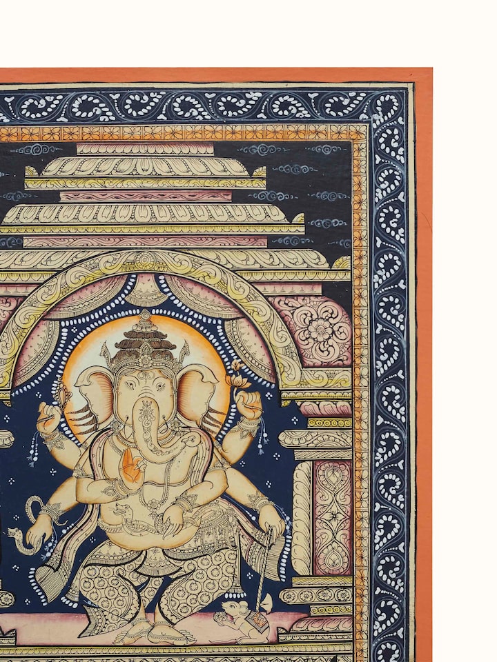 Detail view of the Ganesha Pattachitra Painting