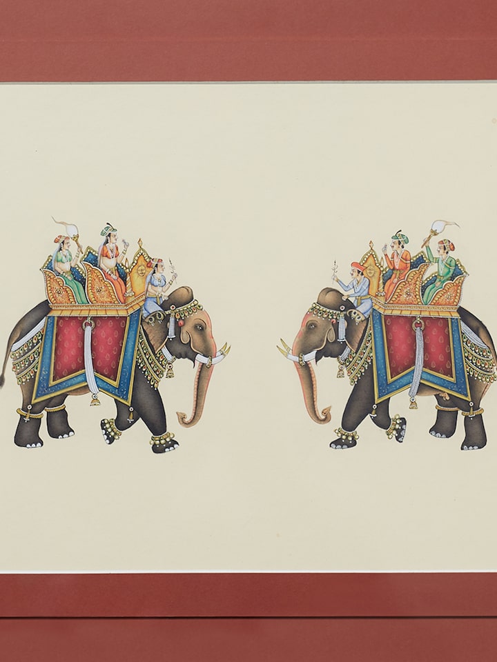 Detail view of the Royal Elephant Savari Miniature Painting
