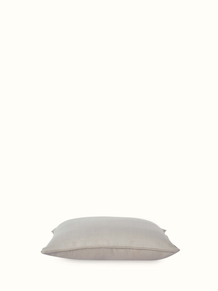 Godna Light Beige Twill Cotton Handwoven Pattu Cushion Cover