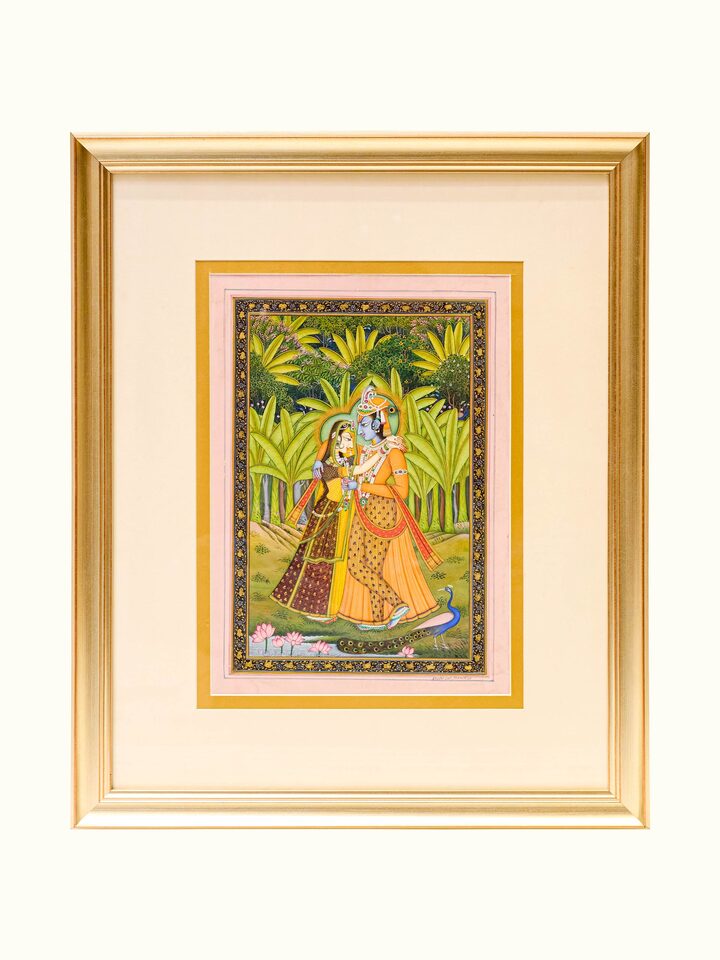 Front view of the Radha Krishna Vrindavan Miniature Painting