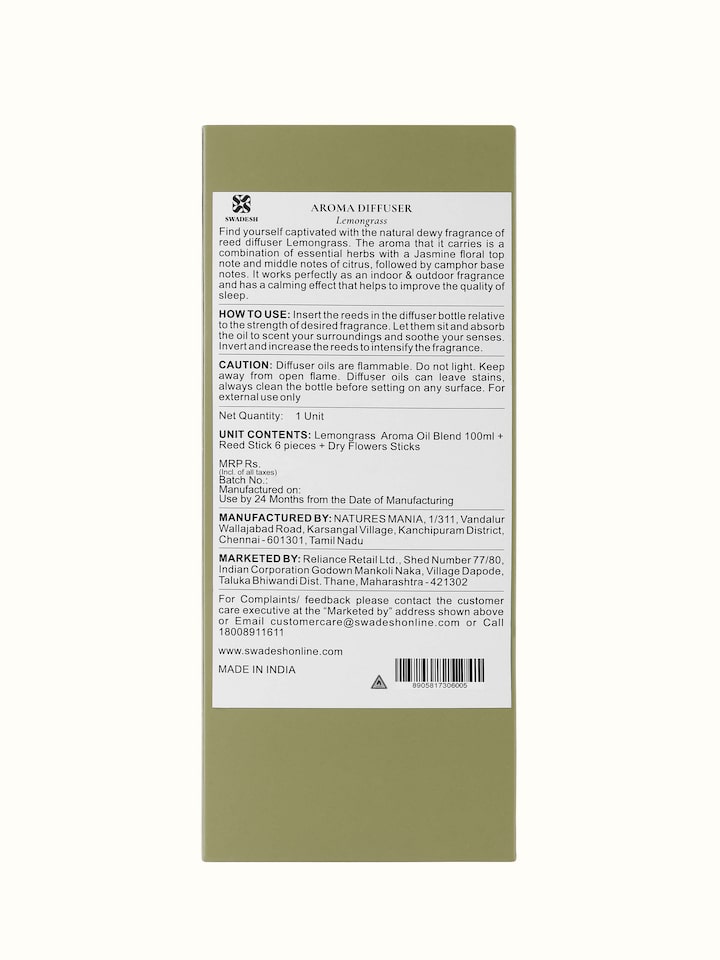 Lemongrass Aroma Reed Diffuser (100 ml)