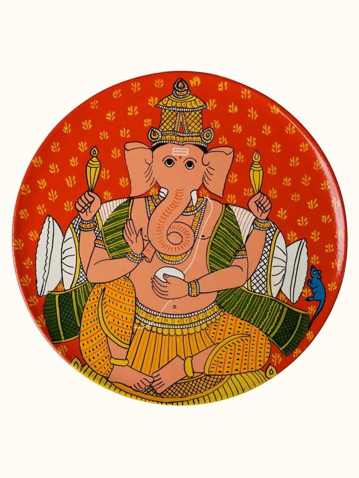 Front detail view of the Ganesha Cheriyal Display Plate