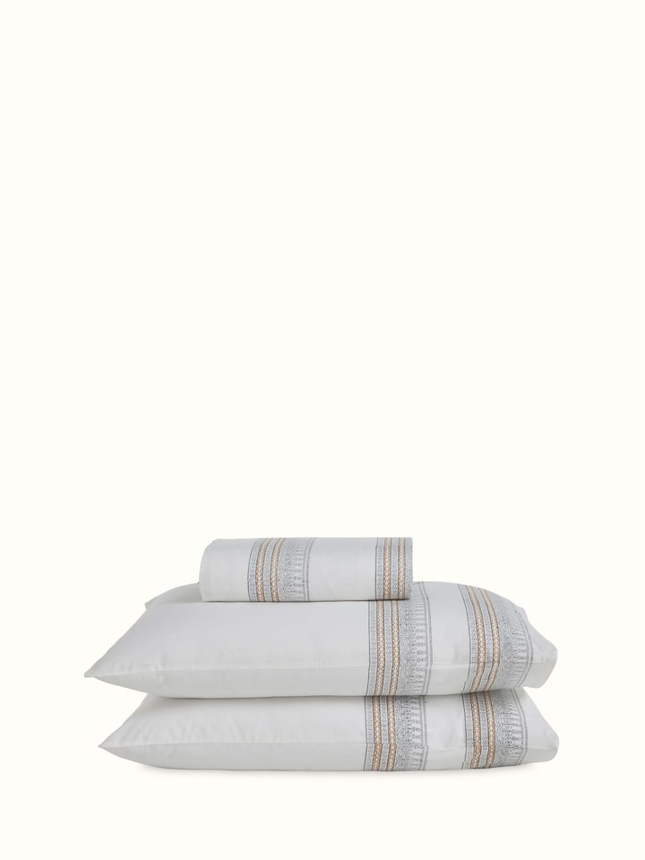 Orion Cotton Sanganeri Hand Block Print Stripe King-size Bedsheet Set