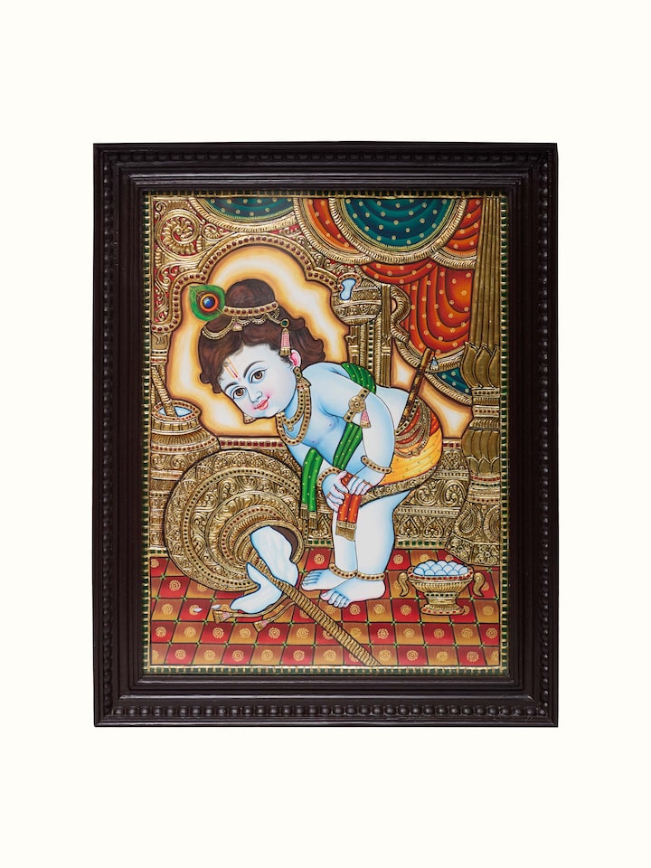 Front view of the Baby Krishna Thanjavur Painting