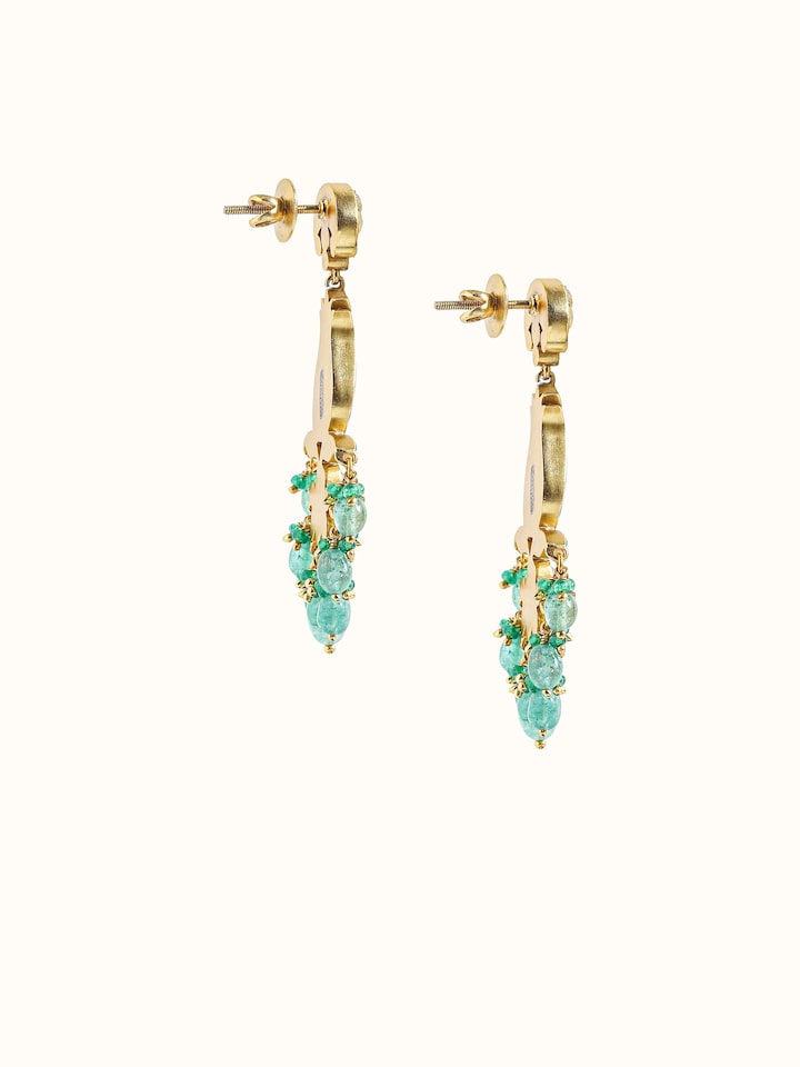Front view of Silver Smithing Drop Earrings showing the complete piece and design, from a different angle