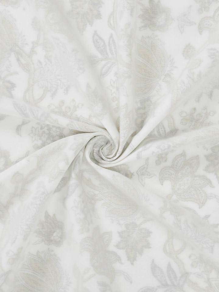 Side drape of hand block-printed dohar – detailed floral motifs.