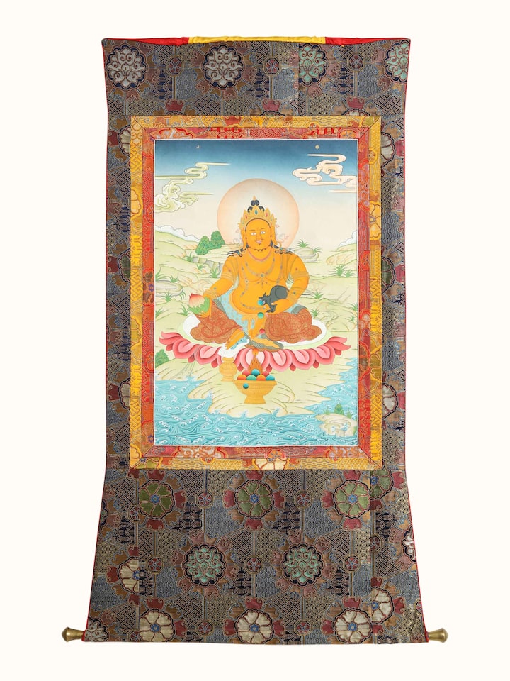 Front view of the Kubera Jambhala Thangka Painting