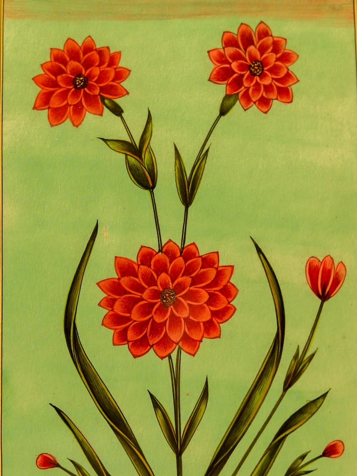 Detail view of the Dahlia Miniature Painting
