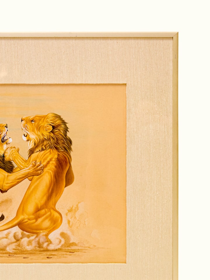 Detailed view of the Lions Fight Miniature Painting