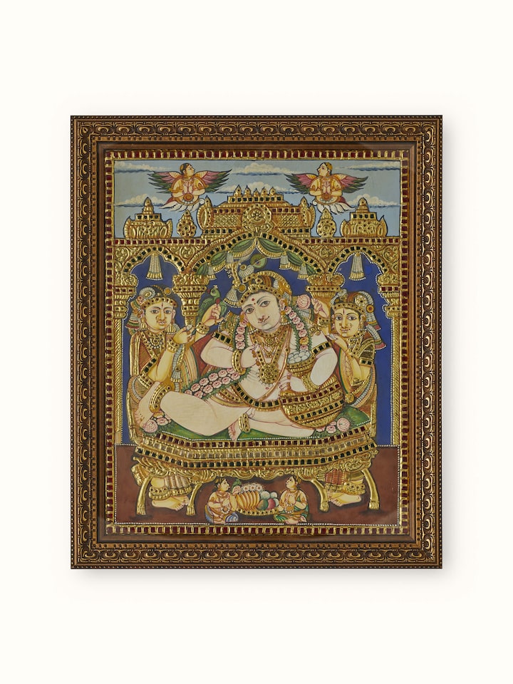 Front view of the Krishna Thanjavur Painting