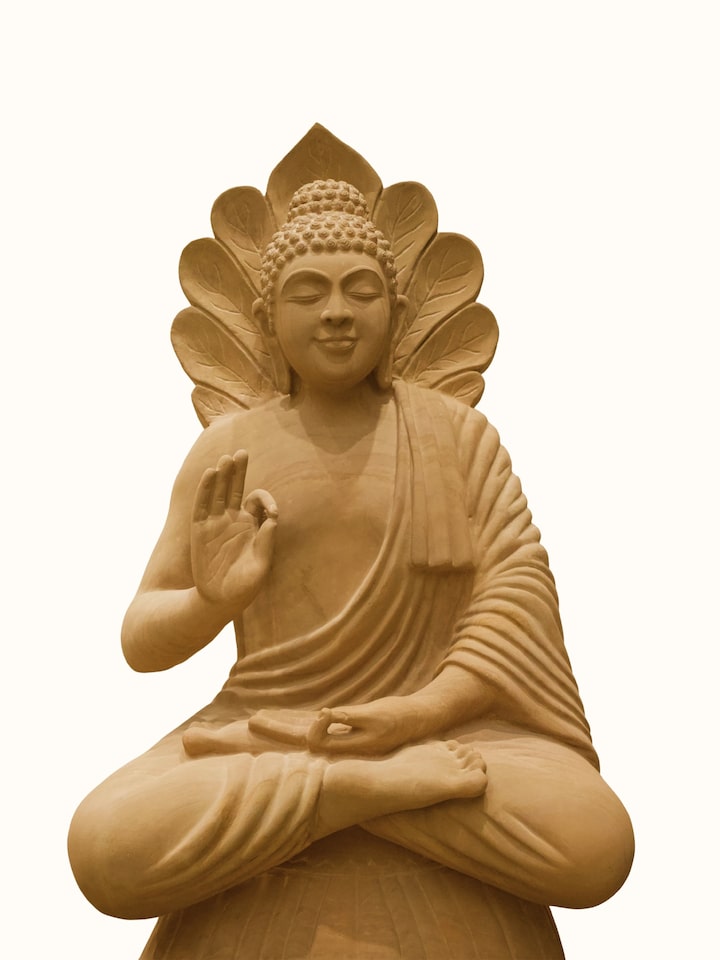 Detail shot of Stone Carved Buddha Blessing Idol