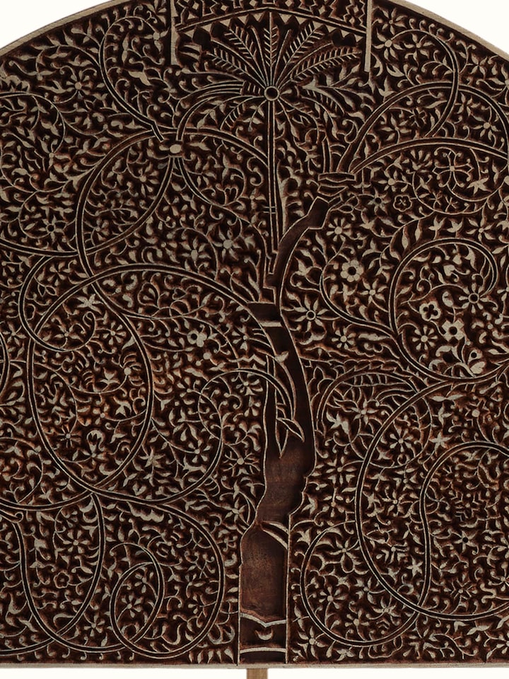 Decorative Sheesham wood carving block with engraved surface texture – detailed view