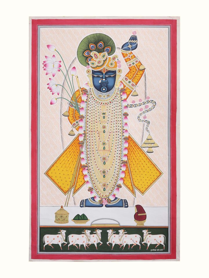 Front view of the Shrinathji Swaroop Pichwai Painting