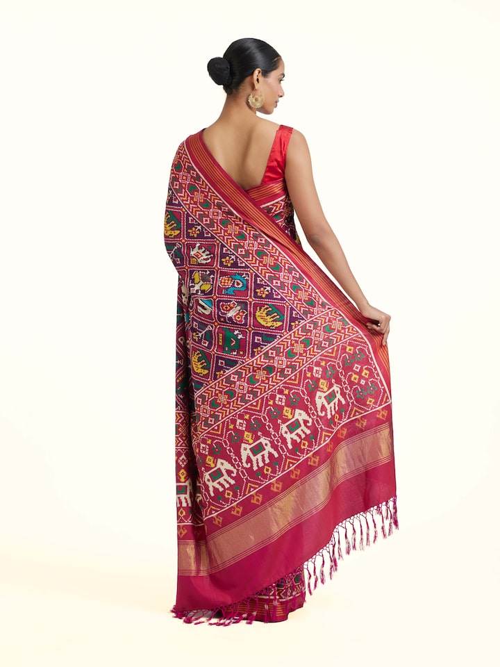 Back view of the Silk Patan Patola Double Ikat Saree