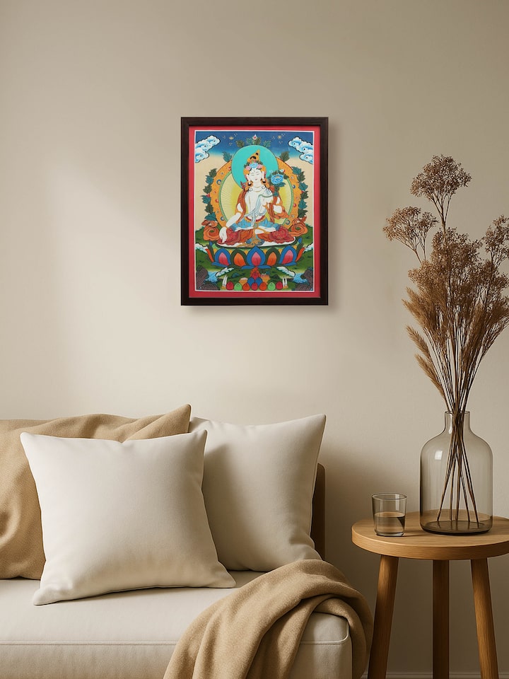 Left-side view of the White Tara Thangka Painting