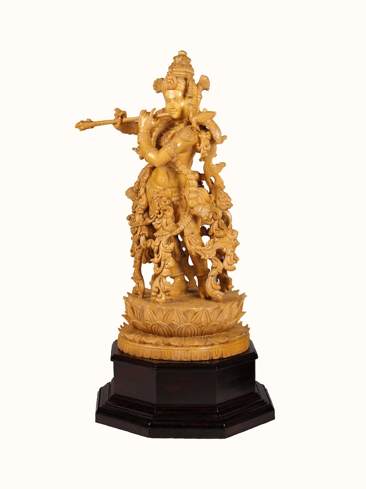 Side view of the Wood Carved Venugopala Idol