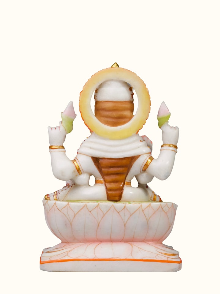 Bottom view of the Marble Carved Lakshmi Idol