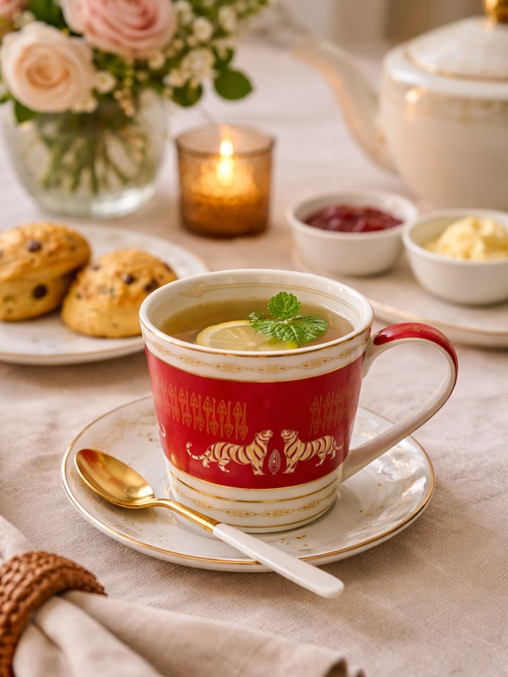 Styled view of Ceramic Coffee Mugs With Gold-Accents (2 Pcs) styled in a home setting
