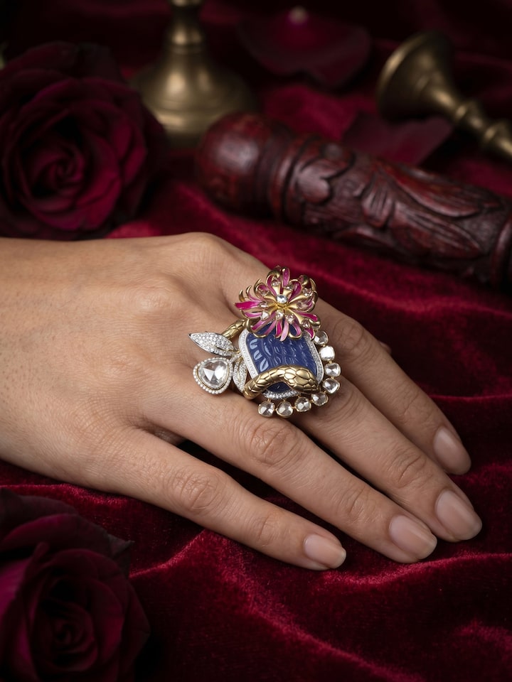 Styled view of Open-setting 14 Karat Ring worn on the finger, showing how it looks styled
