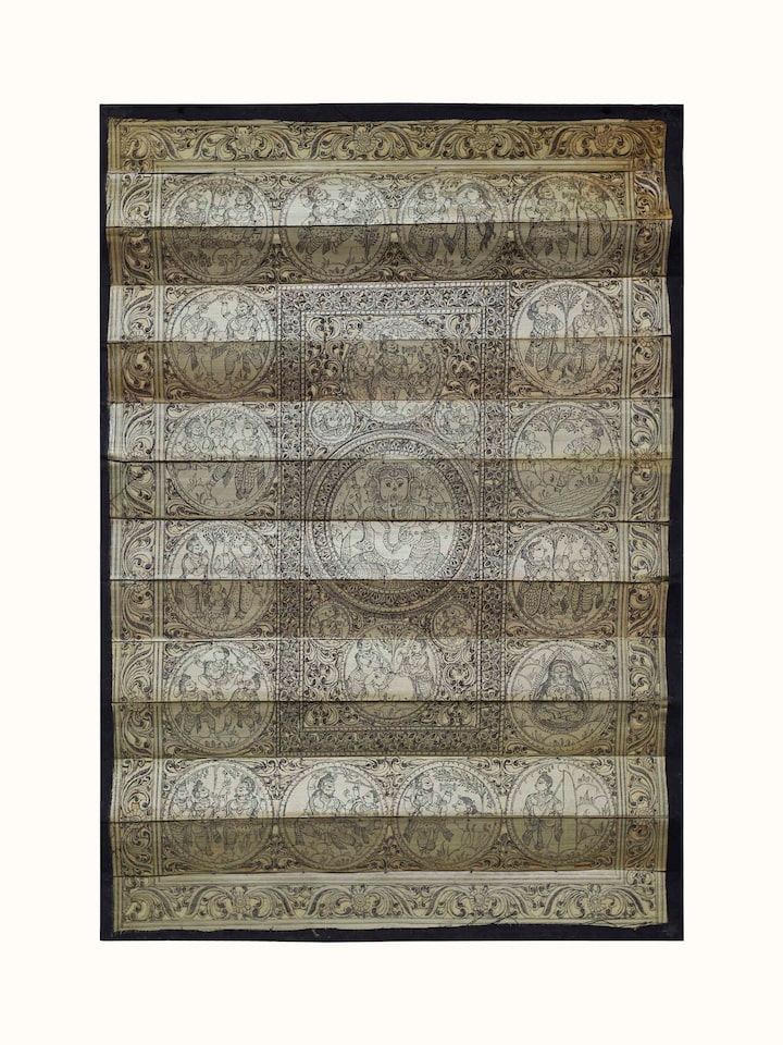Front view of the Ganesh Palm Leaf Engraving
