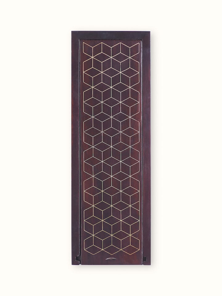 Close-up view of Antique-Finished Tarkashi Jenga Block Game focusing on the texture of the blocks