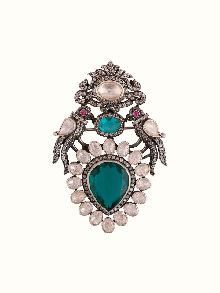 Front view of Silver Smithing Brooch Pin showing the complete piece and design