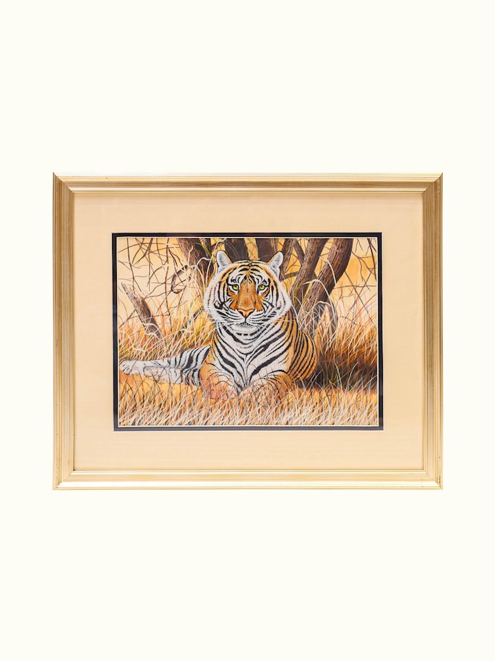 Front view of the Tiger in Bush Miniature Painting