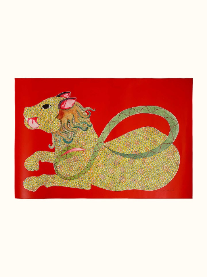 Front view of the King At Ease Gond Art