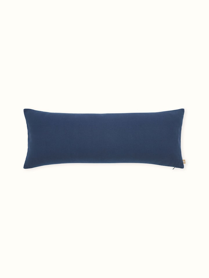 Parvat Indigo Ombre Silk Sanganeri Hand Block Printed Lumbar Cushion Cover