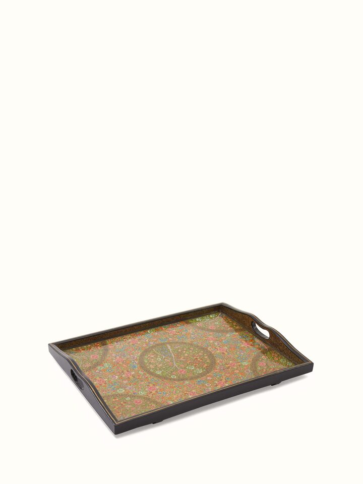 Another angle of Papier Mache Paper Pulp Decor Trays set of 3 highlighting the craftsmanship
