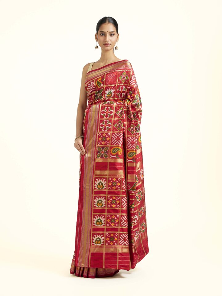 Multicolor Silk Pochampally Single Ikat Saree
