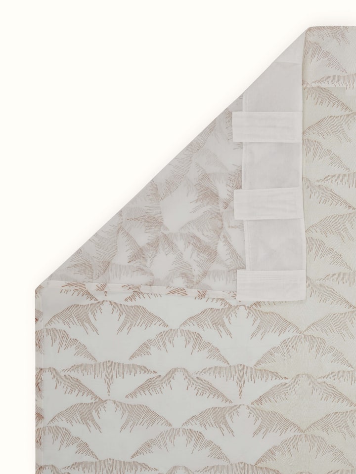 Parvat Beige Cotton Silk Sanganeri Hand Block Printed Curtain, Long Door (9 Ft)