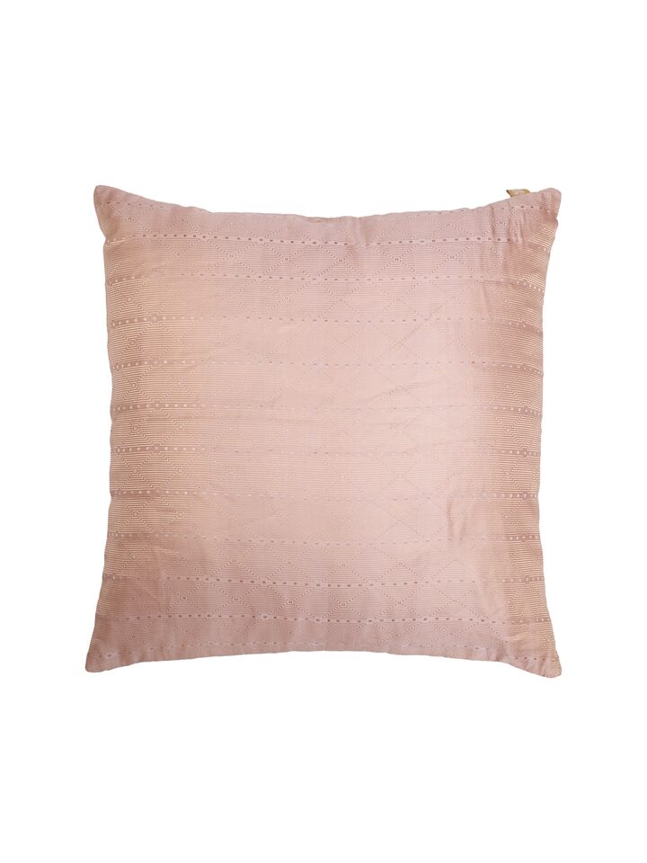 Awadh jharokha lavender Banarasi handloom silk cushion cover, back view