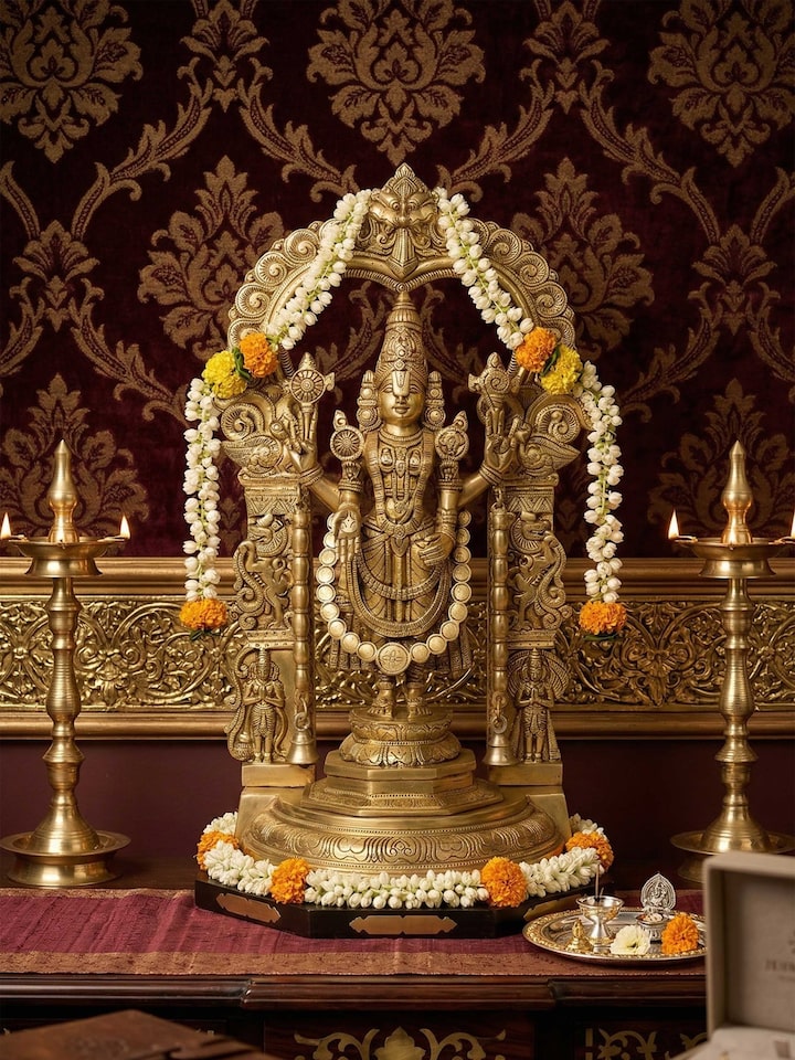 Left-side view of the Brass Balaji Standing Idol