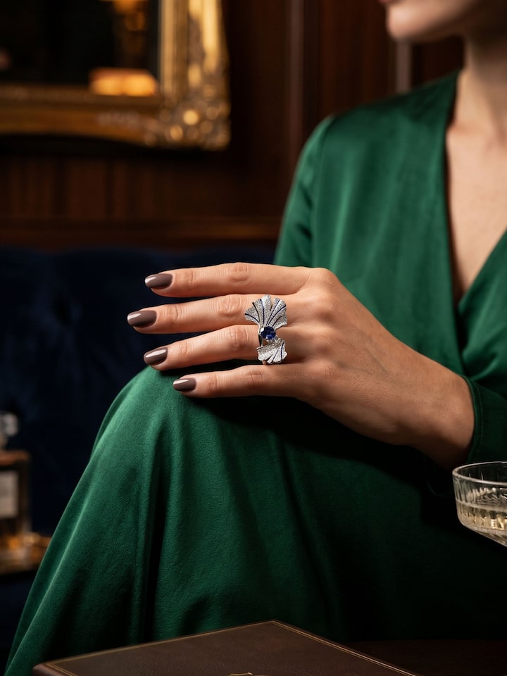 Styled view of Silver Smithing Ring worn on the finger, showing how it looks styled