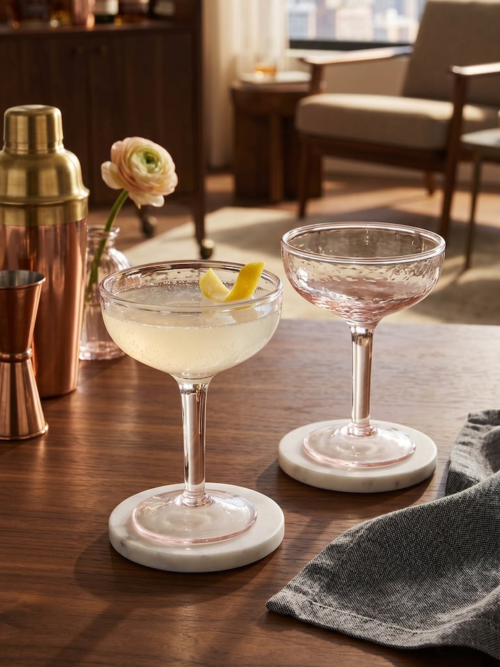 Glass-worked Coupe Glasses (2 Pcs)